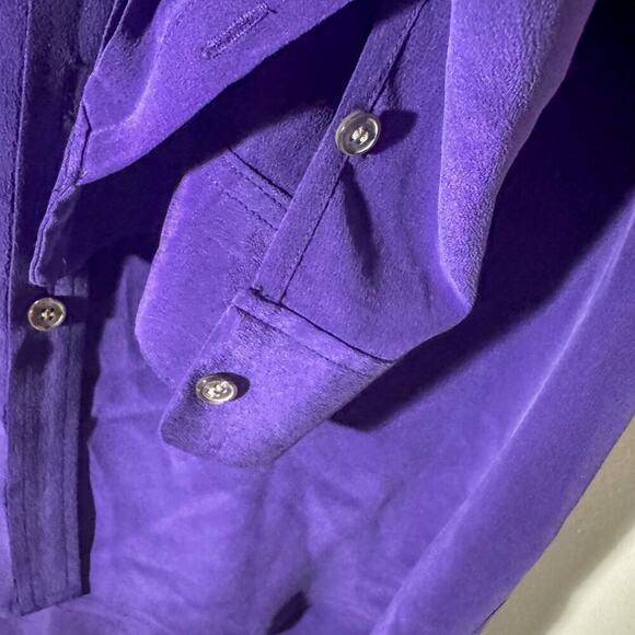 Two by Vince Camuto 100% Silk Button-Up Shirt in Purple - Picture 3 of 6